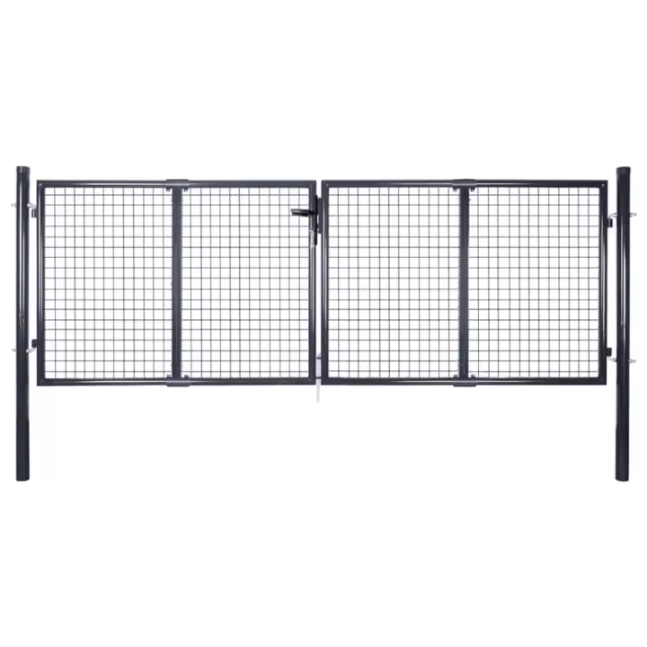 vidaXL Puerta de Malla de Jardín Acero Galvanizado Gris Valla Patio Altura 75 cm, 100 cm - 1