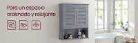 Armario de Pared para Baño, Armario Colgante, Armario de Almacenamiento con Estante Ajustable, Puertas de Doble Persiana y Estante Abierto, 20 x 60 x 70 cm, Gris Místico BBC027P36 - details 0