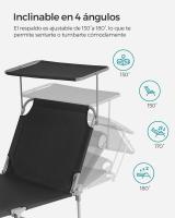 Tumbona Plegable con Parasol y Respaldo Reclinable, Ideal para Jardín, Piscina y Terraza, 193x53x29 cm, Capacidad de 150 kg - details 12