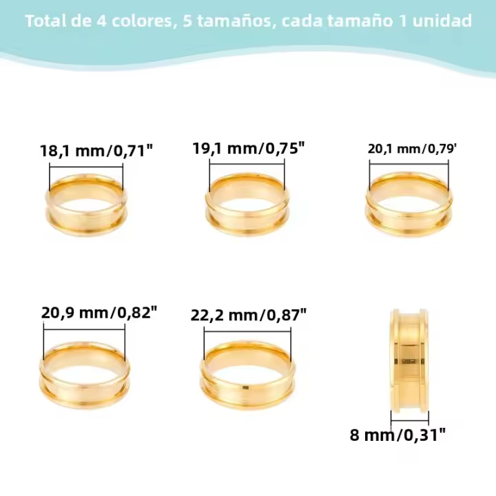 Anillos De Acero Inoxidable Sin Fin 16pcs 8 Tamaños Negro Doble Anillo Vacío Anillo De Banda Ancha Para Joyería - 1