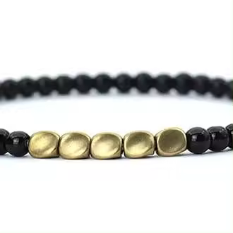 Pulsera, con cuentas de turmalina negra, pulseras elásticas para hombre y mujer, cuentas de piedra natural para la buena suerte y la amistad. - 1