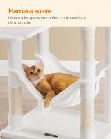 Árbol para gatos de 143 cm, torre con rascadores, plataformas, cueva, hamaca, pompones y tela de felpa en varios colores, multinivel para el entretenimiento felino - details 3