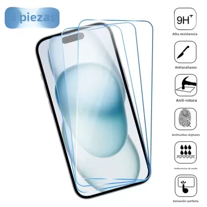 Protector De Pantalla Para iPhone 15 14 13 12 11 pro Max Mini 3PCS Vidrio Templado Transparente Compatible Con iPhone 14 15 plus 7 8 XR X Xs Max SE 2020 2022 - 1