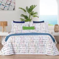 Manterol - Juego de sábanas estampado geométrico laberinto. Calidad 50% Algodón 50% Poliéster. Incluye bajera ajustable, encimera y fundas de almohada. Sábana de verano con diseño moderno. - details 2
