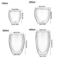 Taza Aislada De Vidrio De Doble Capa Para Café Té Vino Cerveza Leche 150/250/350/450ml Resistente Al Calor Y Frío - details 1