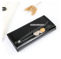 Cartera De Cuero Genuino Para Mujer Con Porta Tarjetas Larga Y Cremallera Porta Moneda Casual Color Negro Rojo Winered - details 7