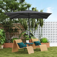 Outsunny Parasol Excéntrico 247x247 cm Sombrilla de Jardín con Base Cruzada Toldo Giratorio 360° Manivela Funda Protectora y Cuerda de Viento Anti-UV 50+ para Terraza Patio Gris Oscuro - details 1