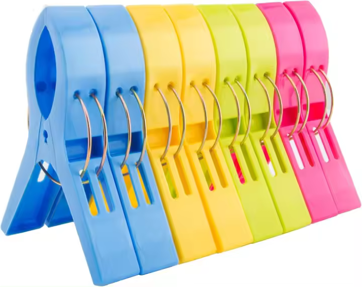 8 pinzas coloridas para toallas de playa, pinzas grandes de plástico para ropa, pinzas para mantas y sillas de piscina, evita que tu toalla se vuele, 4 colores - 1