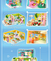 Bloques De Construcción Creativos Para Niñas Miniatura Tienda De Ropa Juego De Habitación Mercado Edificio Juguetes De Plástico ABS Para Adultos Y Niñas - details 2