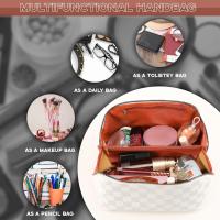Bolsa de Cosmética Viaje, Bolsa de Cosmética Portátil, Bolsa de Cosméticos Gran Capacidad, Bolsa de Maquillaje, Bolsa de Maquillaje de Cuero Impermeable con Asa, para Cosméticos, Accesorios (Blanco) - details 0