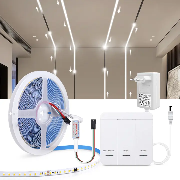 Tira LED Inteligente WS2811 10M 24V Con Control Remoto De Toque Para El Hogar Luz Fluente De Carreras De Caballos Y Agua Sin Certificación Originales - 1