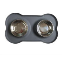 Tazón De Alimentos Y Agua Para Perros De Doble Capa Antideslizante En Silicona Y Acero Inoxidable Resistente Y Duradera Para Mascotas - details 7