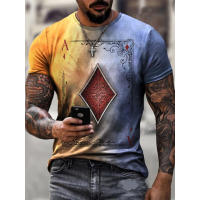 Camiseta Casual Para Hombre Con Estampado 3D De La Serie Poker Square Manga Corta Ligera Para El Verano Estilo O-Neck - details 3