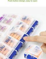 Pastillero Semanal, grande con pulsador, dispensador de caja de tabletas de vitamina de apertura por AM/PM, 7 días - details 1