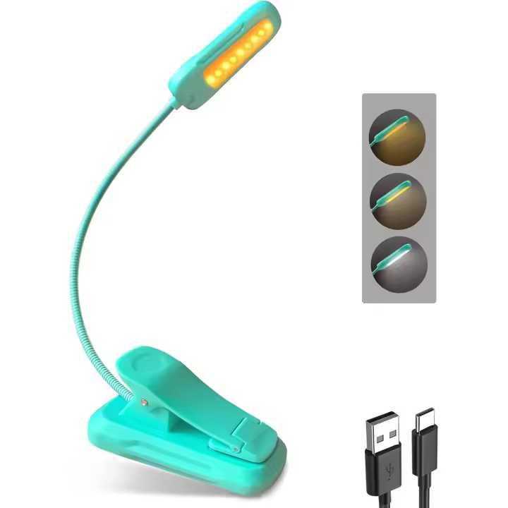 Luz de lectura recargable para leer en la cama, luz de lectura ámbar, brillo 9, protección para los ojos - 1