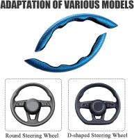 Funda universal para volante de coche, 2 piezas, de fibra de carbono, antideslizante, de felpa, cómoda y cómoda (azul) - details 4