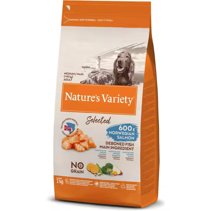 2 Kg NATURE'S VARIETY SELECTED ADULT MEDIUM SALMÓN PIENSO PARA PERROS - 1