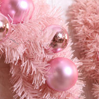 Corona De Navidad De 30 Cm En Rosa Con Bolitas De Oro Letras Feliz Navidad Decoración Para Puertas Y Ventanas Año Nuevo 2024 - details 3