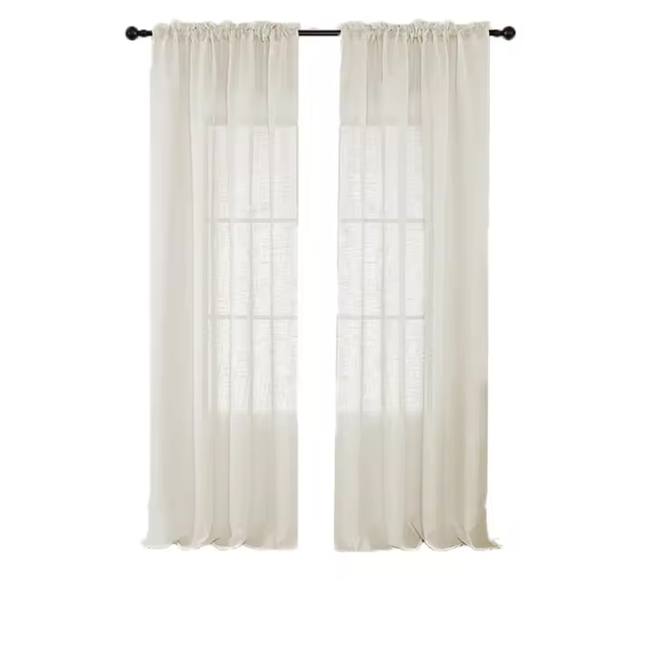 54 Inch Semi Sheer Window Linen Curtains, Light Filtering Panels Back Tab and Rod Pocket Neutral Drapes for Bedroom/Living Room, Cream, 2 Panels, 34 x 54 Inch - 1