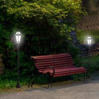 Outsunny 2 Farolas Solares de Jardín con 2 Luces LED Blanca 6000K Impermeable IP44 Sensor de Noche Set de 2 Farolas de Exterior para Camino Terraza Patio 18,5x18,5x129 cm Negro - details 1