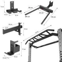 JAULA/ POWER RACK DE PARED PLEGABLE HMS KLT22 CON BANCO Y SOPORTE DE BARRAS Y DISCOS - details 2