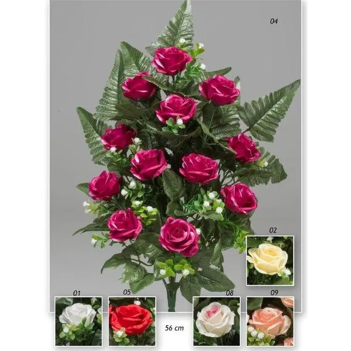 RAMO FLORES TIPO PALMA ROSITAS NUMERO DE VARAS 12 56 CM. FC040136  VALIDO PARA EXTERIOR, TERRAZA, CEMENTERIO, DIFUNTOS - 1