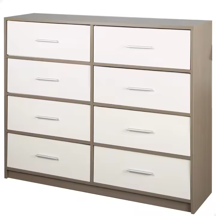 Cómoda dormitorio multiusos, Gris y blanco, 8 cajones de tela ligeros, 114x30x92 cm, Estructura madera, Sistema de almacenaje, Organización hogar, Decoración, Mueble vestidor - 1
