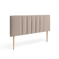 Meimon Cabezal tapizado jaspeado Luna, interior acolchado de algodón guateado, marco de madera de pino y pespuntes decorativos verticales, acabados textiles de aspecto jaspeado y con patas de madera de roble natural - details 3