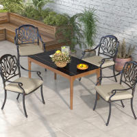 Outsunny Conjunto de Cojines para Sillas de Comedor 47x47x7 cm Juego de 4 Piezas Cojines para Sillas de Jardín Impermeable y Protección UV 50+ para Interior y Exterior - details 1
