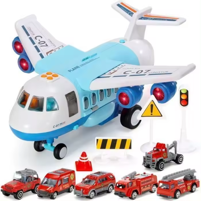 Avión transportador de coche de juguete con luces y canciones para niños y niños de 3 años en Adelante - 1