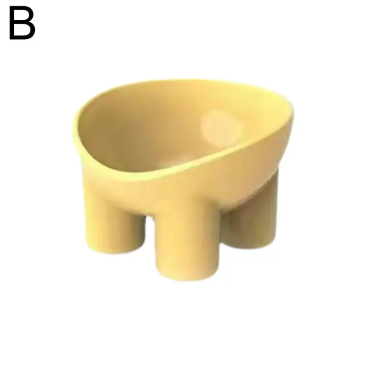 Tazón De Gato De Plástico Con Protección De Cuello Y Boca Oblicua En Colores Macarón Estilo Pierna De Elefante Antideslizante Alta Cadera Para Mascotas - 1