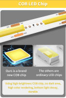 Tira De LED COB Flexible 24V 12V 8mm 320LEDs/M 3000K 4000K 6000K Decoración De Habitaciones 1M 5M 10M No Impermeable Para Sala De Estar - details 3