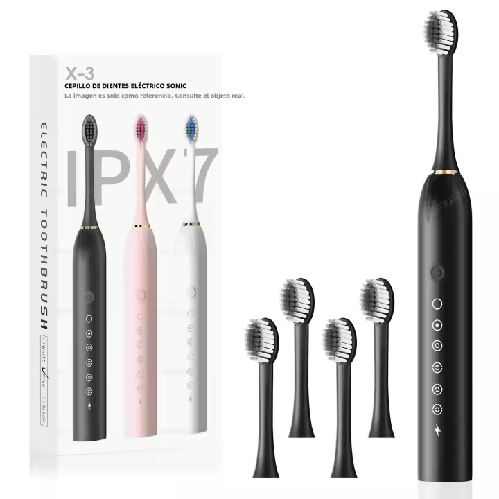 Cepillo De Dientes Eléctrico IPX7 Impermeable Con Cabeza De Limpieza High Frequency USB Recargable 6 Modos De Limpieza Para Blanqueamiento Y Masaje De Dientes - 1