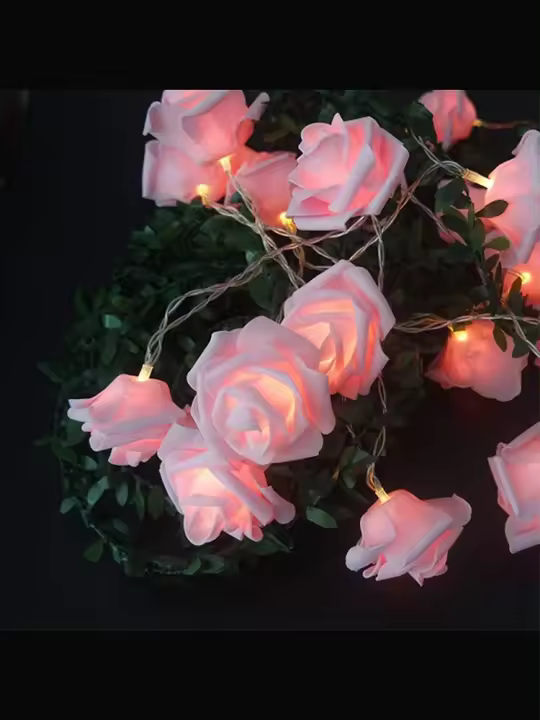 Luces De Rosas Rosa Para Dormitorio Luz LED De Batería Para Exteriores Luces Faeiras Románticas Para Casa Y Habitación Decorativas Para Fiesta - 1