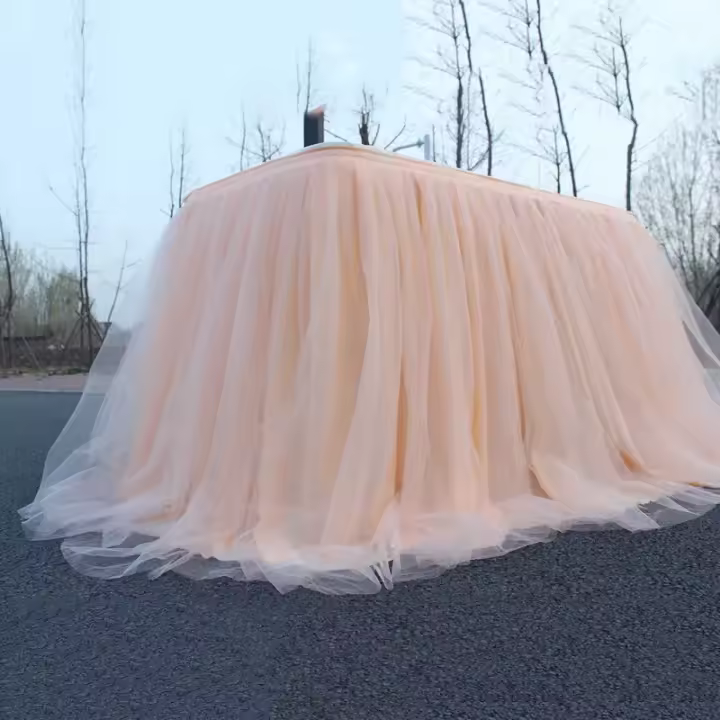 Enagua De Tules Para Mesa Rectangular Redonda Ovalada Cuadrada Ruffle Tutu De Organza Para Bodas Fiestas Showers Decoración De Mesa - 1