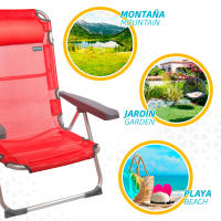 Aktive - Pack de 2 sillas plegables altas con cojín para playa, jardín, terraza o camping, medidas 48x60x90 cm, resistente, reposabrazos ergonómicos, incluye asa de transporte - details 4