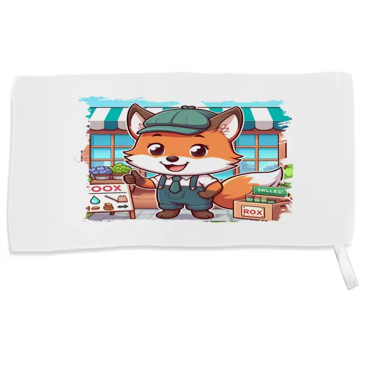 MERCHANDMANIA TOALLA PEQUEÑA ABSORBENTE zorro vendedor profesion bricolaje tienda mascota suave personalizada con cinta elastica - 1