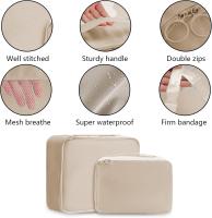 9 piezas Bolsas organizadoras de Maleta, Organizador de Equipaje multión, Impermeable. Para Zapatos, Ropa, Beige - details 2