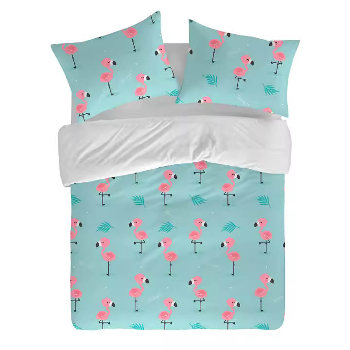 MR. WONDERFUL - Funda nórdica FLAMINGOS 100% algodón 144 hilos, ropa de cama.Disponible para cama de 90 cm (155x220 cm), 135 cm (220x220 cm), 150 cm (240x220 cm), 180 cm (260x240 cm). Fabricado en España) - 1