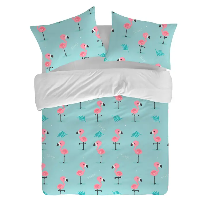 MR. WONDERFUL - Funda nórdica FLAMINGOS 100% algodón 144 hilos, ropa de cama.Disponible para cama de 90 cm (155x220 cm), 135 cm (220x220 cm), 150 cm (240x220 cm), 180 cm (260x240 cm). Fabricado en España) - 1