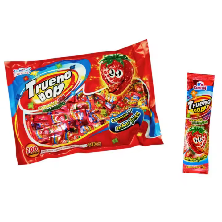 Bolsa de Caramelos Trueno Pop con Chasquido Sabor Fresa Sin Gluten - 200 Unidades - 1