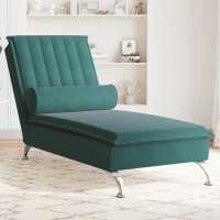 vidaXL Sofá diván de masaje con cojín de terciopelo en color Negro/Crema/Verde oscuro y más | acolchados duraderos para sofás de jardín terraza exterior - details 2