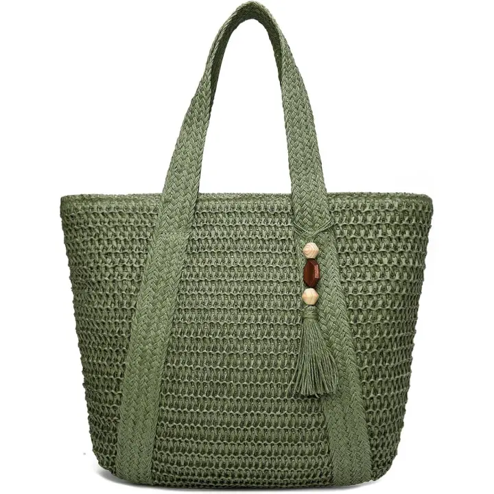 Bolsas de Playa de paja para Mujer, Bolsa de Playa Tejida, casual, Bohemian, Grande, Bolso de hombre para Vacaciones - 1