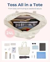 Bolso de Mano para mujer with Cremallera, Bolso de Gimnasio con compartimientos, Bolso de trabajo para portátiles  D-beige- M - details 1