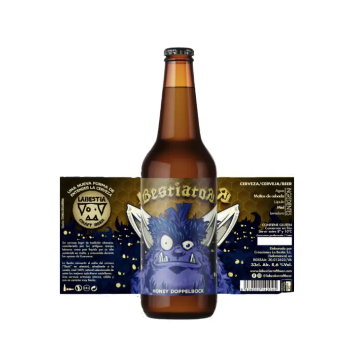 Cerveza La Bestia Craft Beer - 1 Litro - Bestiator - Cerveza Artesanal Charra con MIEL  - 3 x Tercios de 0,33  - Cerveza Premiada - 1