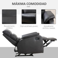 HOMCOM Sillón Relax Reclinable Manual Tapizado en PU con Reposapiés Retráctil Asiento y Respaldo Extra Acolchados para Salón Oficina Dormitorio 75x92x99 cm Marrón - details 4