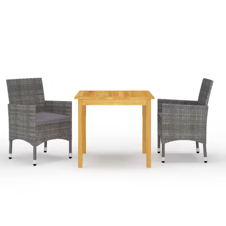 vidaXL Juego de comedor de jardín de 3 piezas gris - 1