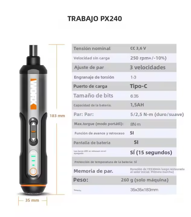 Worx 4V Mini Destornillador Eléctrico Recargable USB Conjunto De Destornilladores Inteligentes Herramientas De Taladro Manuales Para DIY En El Hogar - 1