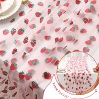 Corredor De Mesa Tema Fresa Cumpleaños Decoración Fresa Fiesta Baby Shower Suministros De Fiesta Voile Material Medida Individual - details 0