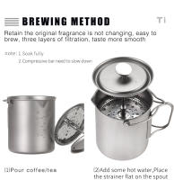 Tiartisan Tetera De Café Con Manija Plegable Y Tapa Para Camping Al Aire Libre Hacer Café En La Montaña Tierra Fria Material De Titanio - details 4